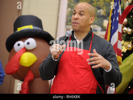 ***FILE PHOTO*** Cory Booker Announces 2020 Presidential Bid PERTH AMBOY, NJ - NOVEMBER 27- U.S. Sen. Cory Booker is joined by his mother, Carolyn, for a series of Thanksgiving week service events in Perth Amboy, NJ .Perth Amboy Senior Center Thanksgiving Lunch. Photo Credit: VanTine /MediaPunch Stock Photo