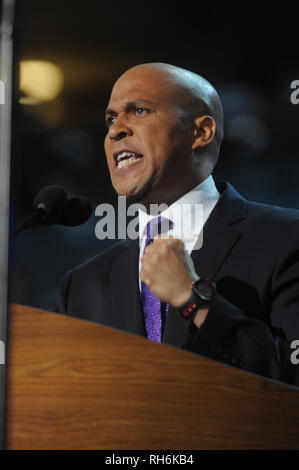 ***FILE PHOTO*** Cory Booker Announces 2020 Presidential Bid Newark Mayor Cory Booker at the 2012 Democratic National Convention in Charlotte, North arolina. September 4, 2012. Credit: Dennis Van Tine/MediaPunch Stock Photo