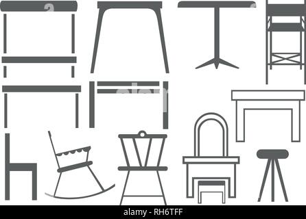Set Of Editable Furniture Icons. Can Be Used For Web, Mobile, UI And Infographic Design. Vector illustration isolated on white. Stock Vector