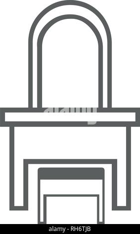 Mirror and chair icon. simple outline.  Linear icons on white background. Vector illustration. Stock Vector