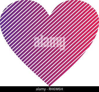 Neon red and ultra violet gradient stripes vector heart icon ideal for valentines day and wedding isolated on white Stock Vector