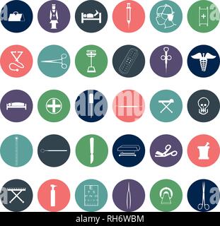 Medical icon pack in colorful circle with white background Stock Vector
