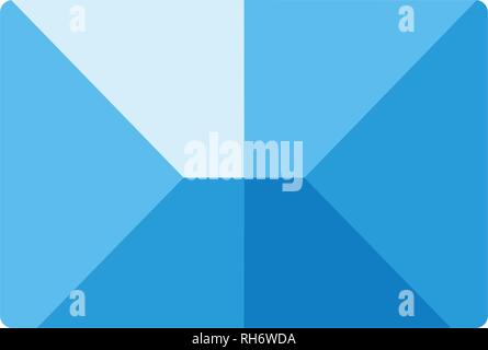 Blue flat icon. Message envelope object. Emailing concept white background. Spam and sms writing.Lettering. Stock Vector