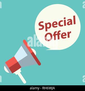 Flat design vector business illustration concept bubble speech. "Special Offer" text. Digital marketing megaphone for website and promotion banners. Stock Vector