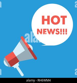 Megaphone Icon. Flat design vector business illustration. Digital marketing. Hot news promotion banners. Megaphone Icon Vector. Blue background. Stock Vector