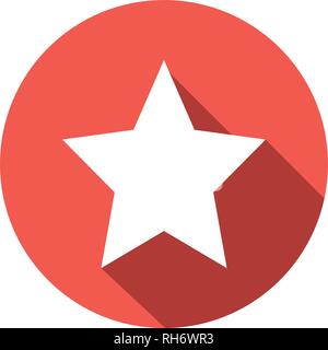 White star on red circle isolated, Clean vector flat design. Stock Vector