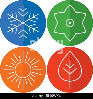 A set of four seasons icons. The seasons - winter, spring, summer and autumn. Vector icon for web. Vector illustration Stock Vector