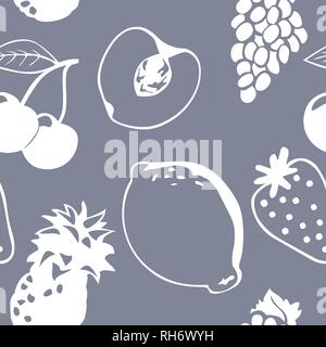 Fruits seamless pattern icon vector black background Stock Vector