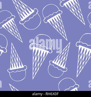 Ice cream seamless pattern icon vector background. Cute cartoon grunge ice cream background for your design. Stock Vector