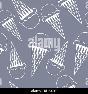 Ice cream seamless pattern icon vector background. Cute cartoon grunge ice cream background for your design. Stock Vector