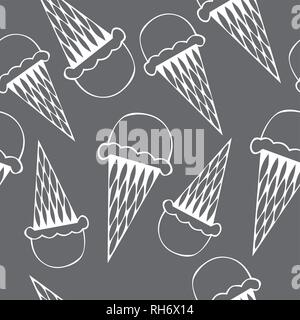 Ice cream seamless pattern icon vector background. Cute cartoon grunge ice cream background for your design. Stock Vector