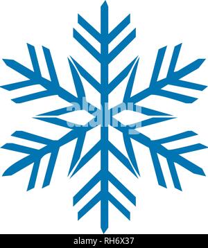 Snowflake vector icon blue color. Winter white christmas snow flake crystal element. Weather illustration ice collection. Xmas frost flat isolated Stock Vector