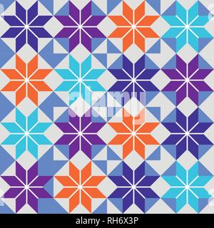 Modern Tiled Ceramic Mosaic Tiles Material Texture. Colorful seamless pattern with abstract geometric shape decoration Stock Vector