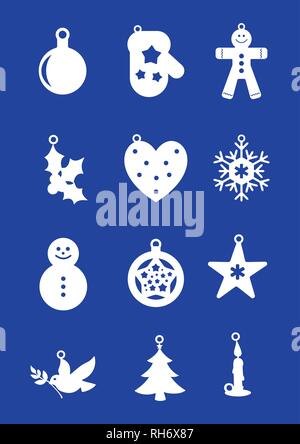 Christmas toys greeting card template  icon vector illustration isolated on blue background for your Seasonal Flyers and Greetings Card or Christmas. Stock Vector