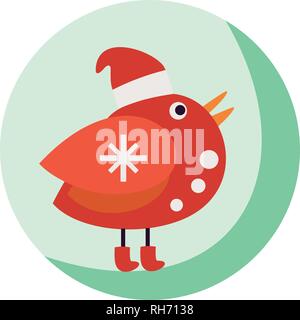 Beautiful vector illustration with nice funny bird. Christmas card, poster. Stock vector. Stock Vector