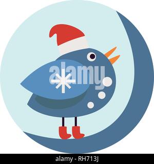 Beautiful vector illustration with nice funny bird. Christmas card, poster. Stock vector. Stock Vector