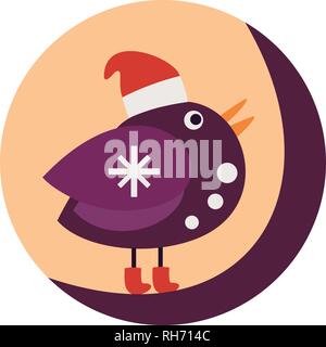 Beautiful vector illustration with nice funny bird. Christmas card, poster. Stock vector. Stock Vector