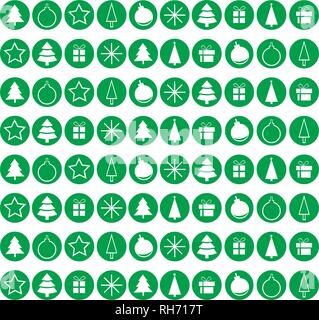 Vector Illustration of Christmas icons pack in round green background. Editable Flat design. Stock Vector