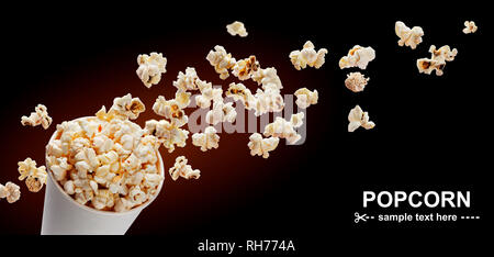Popcorn in cardboard box Stock Photo