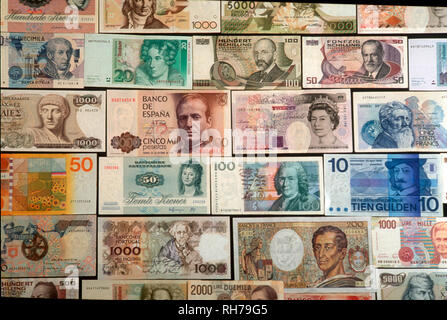 Old European country notes Stock Photo