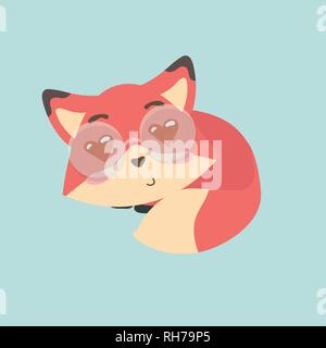 Cute fox cartoon on pastel background. Stock Vector