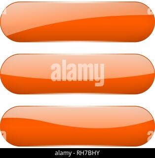 Orange oval glass 3d buttons Stock Vector