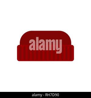 Red knitted hat man isolated. Lumberjack Winter cap Stock Vector
