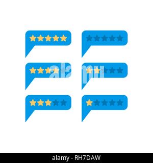 Rating set. Feedback Stars Bubble. Recommendations sign. Recall symbol Stock Vector