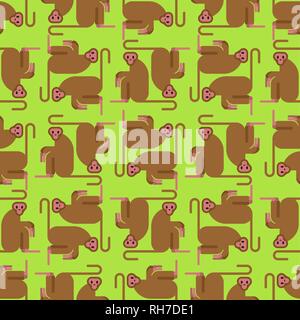 Macaque monkey pattern seamless. Animal mammal wildlife background vector Stock Vector