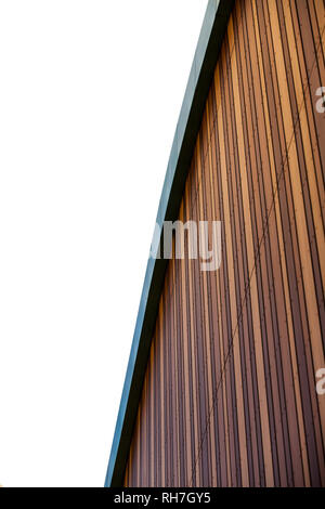 Abstract view of the side of tall building with wood panelling Stock Photo