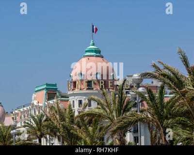 NICE, FRANCE - MAY 29, 2018:  Cupula of Hotel le Negresco on Promenade des Anglais Stock Photo