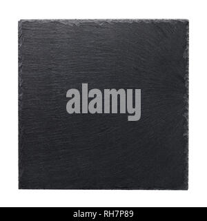 Black stone slate stand isolated on white background, top view Stock Photo