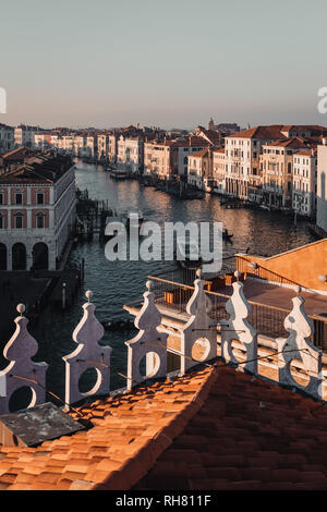 Panoramic view of canal Grande from the rooftop Venice Italy Stock Photo