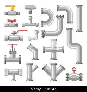 Pipe or pipeline parts, valves for water, oil, gas Stock Vector