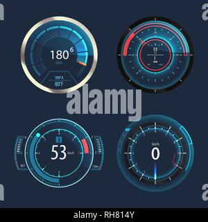 Analog speedometer, odometer for car speed panel Stock Vector
