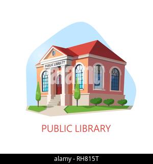 Public library building, construction for reading Stock Vector