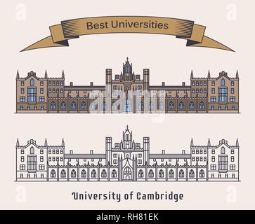 University of Cambridge building. Architecture Stock Vector