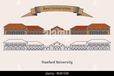 Stanford university building. Architecture Stock Vector