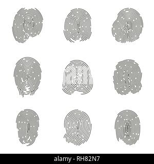 Set of isolated fingerprints Stock Vector