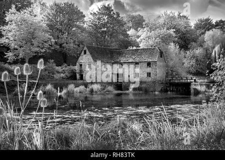 Infrared monochrome image of Sturminster Newton Mill in Dorset Stock Photo