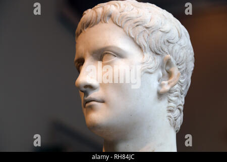 Portrait of emperor Caligula (12-41 AD). Marble. Julio-Claudian dynasty. Metropolitan Museum of Art,  Ny, USA Stock Photo