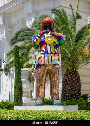 NICE, FRANCE - MAY 29, 2018:  Statue outside the Hotel Negresco on Promenade des Anglais Stock Photo