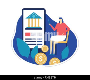 Mobile banking - flat design style colorful illustration Stock Vector
