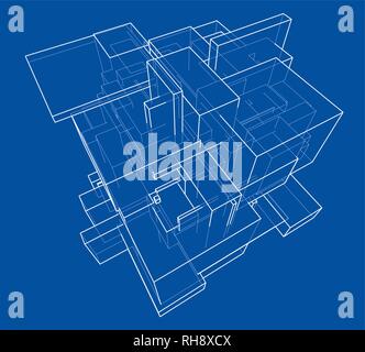 Wireframe Boxes. Sketch style Stock Vector