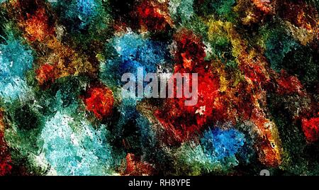 Abstract colored psychedelic grunge background with texture of chaotically blurred spots and paint strokes. Stock Photo