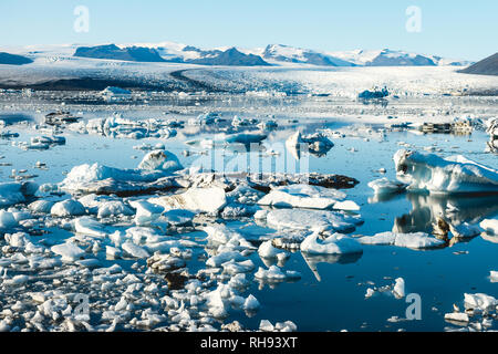 Spectacular glacial lagoon in Iceland with floating icebergs Stock Photo