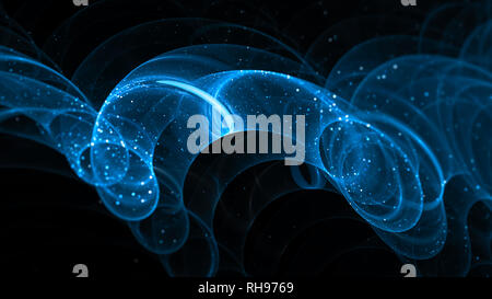 Blue glowing new technology loops in space, computer generated abstract background, 3D rendering Stock Photo