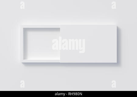 Blank opened white flat slide gift box on white background with clipping path around box Stock Photo