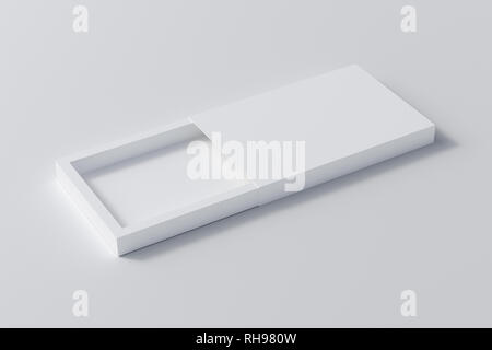 Blank opened flat slide gift box on white background Stock Photo