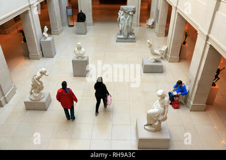 Sculpture Court with visitors in Art Institute of Chicago.Chicago.Illinois. USA Stock Photo